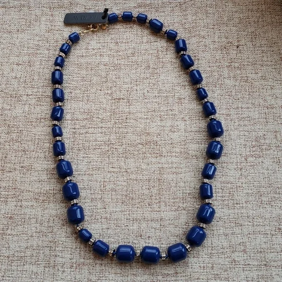 J.Crew Blue bead And crystal necklace NWT - Picture 1 of 9